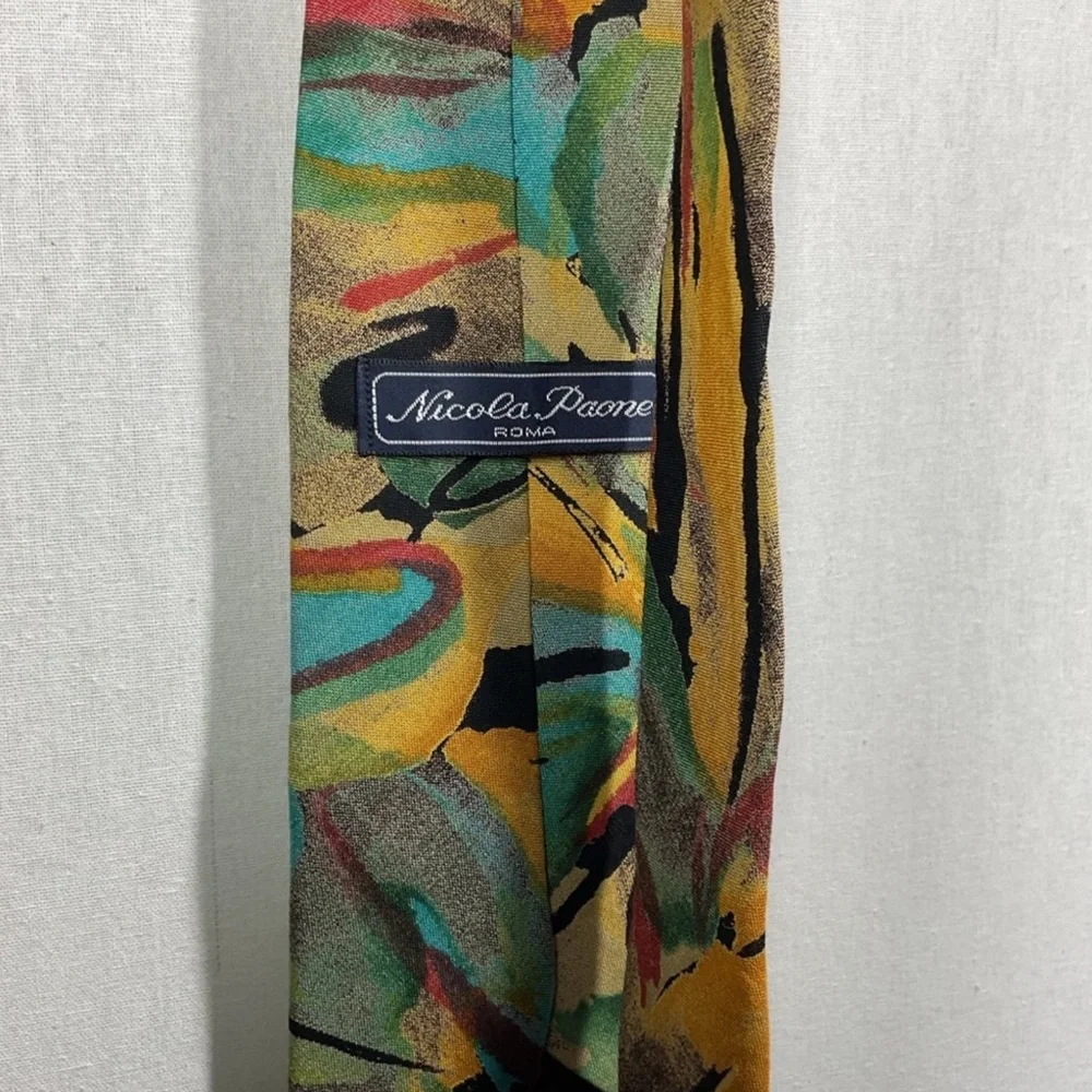 Nicola Paone Roma Abstract Artistic Boho Tie Silk?